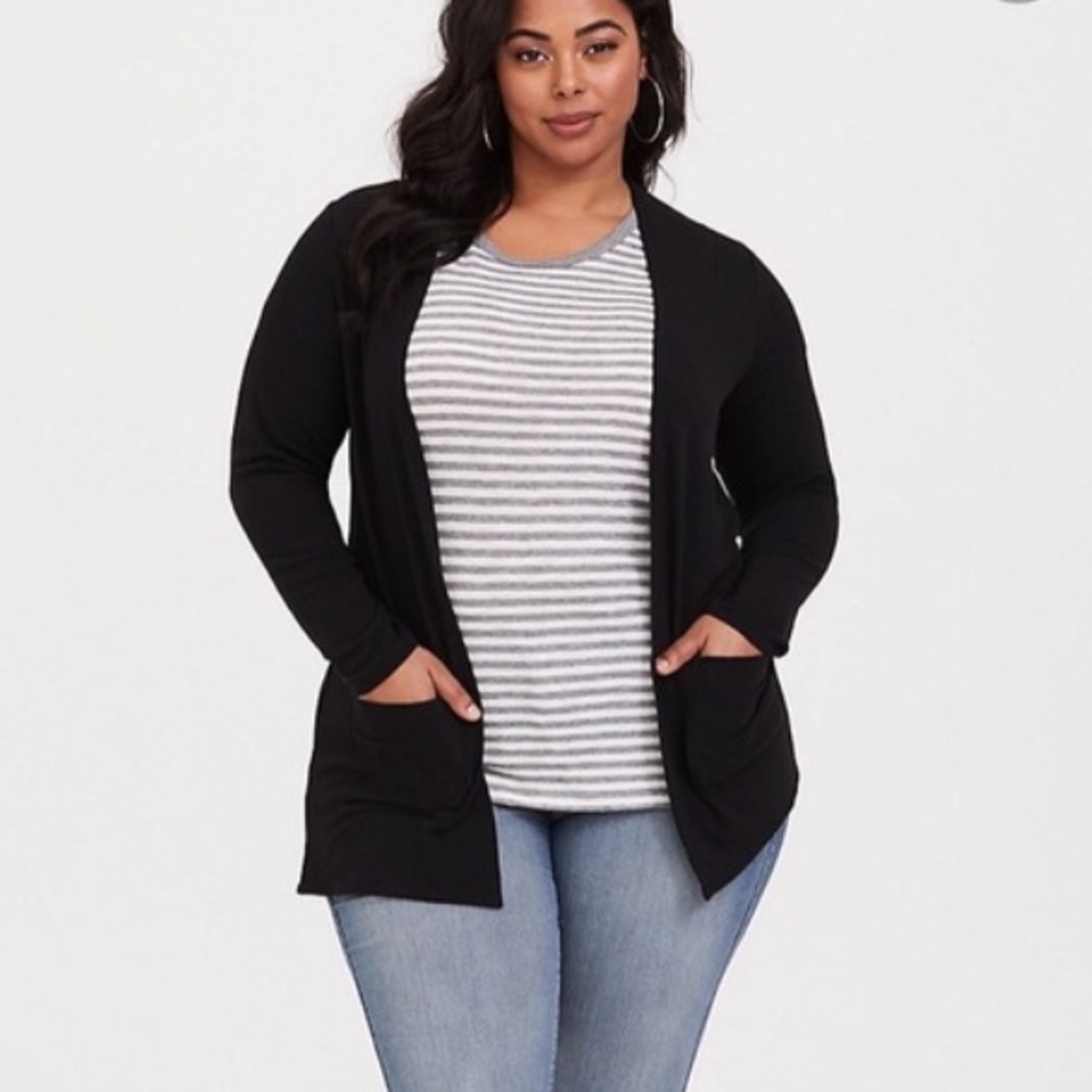 TORRID Long Black Cardigan With Pockets